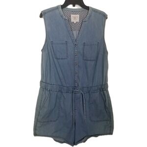 Torrid Drawstring Waist Romper Sz 1X Blue Sleeveless First At Fit Modern Summer